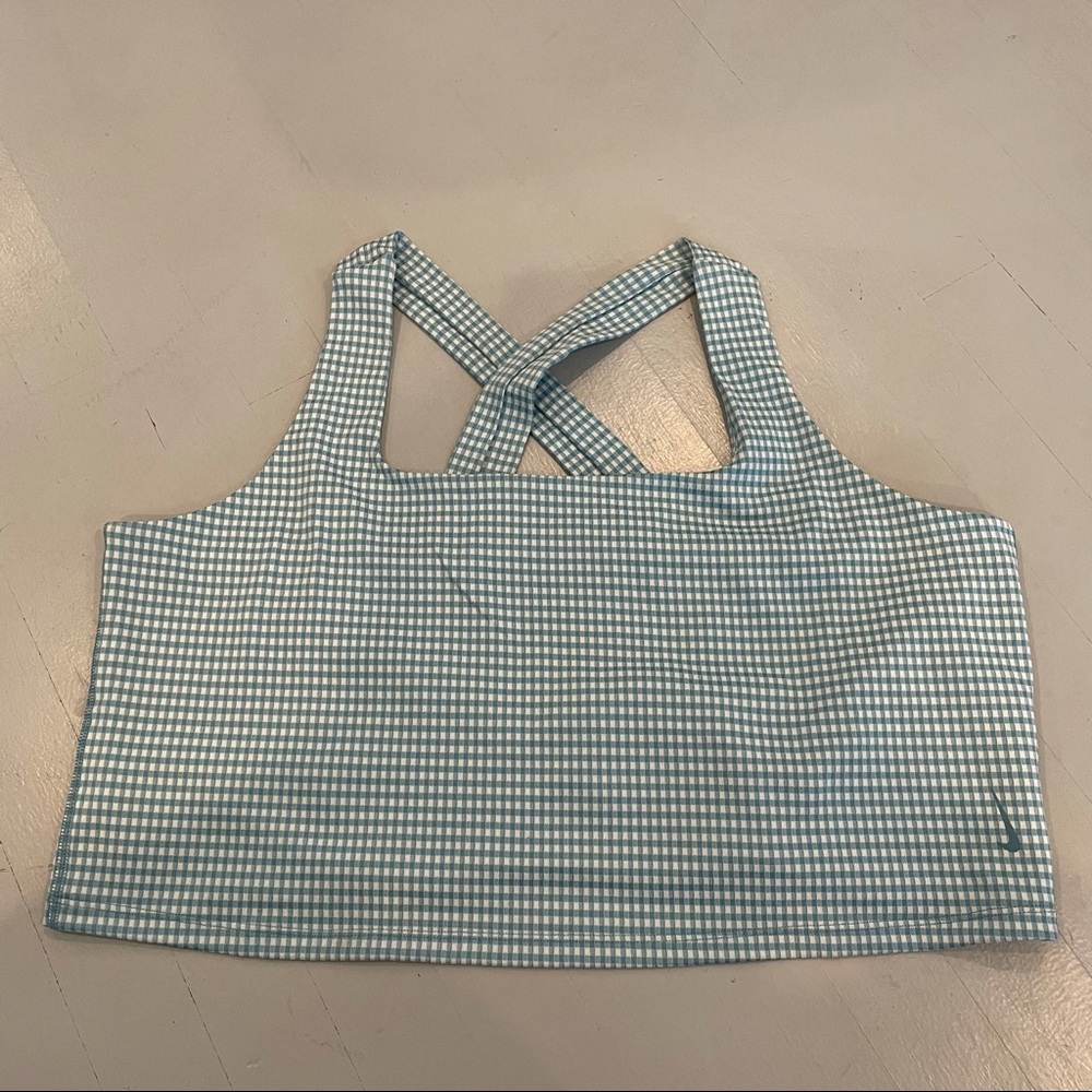 NEW WITH TAGS NIKE YOGA CROPPED GINGHAM TANK TOP SZ 2X - 0170